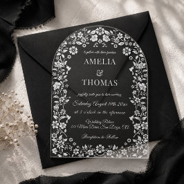 Invitaciones Acrílicas Boda Botánica Elegante Blanca