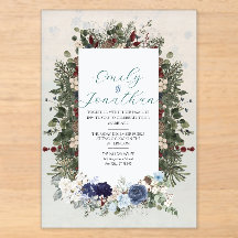 Boda Botánica Floral Azul de Bosque Invernal