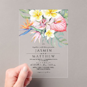 Invitaciones Acrílicas Boda botánica floral tropical