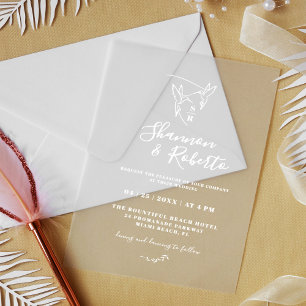 Invitaciones Acrílicas Boda Botánica Monograma Mínimo Romántico