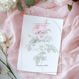 Invitaciones Acrílicas Boda Botánica Romántica Chic Francesa Rosa