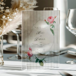Invitaciones Acrílicas Boda Botánica Romántica Chic Rosa Francesa