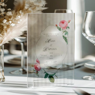 Invitaciones Acrílicas Boda Botánica Romántica Chic Rosa Francesa