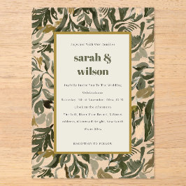 Invitaciones Acrílicas Boda Botánica Verde Chic Rústico Boho Retro