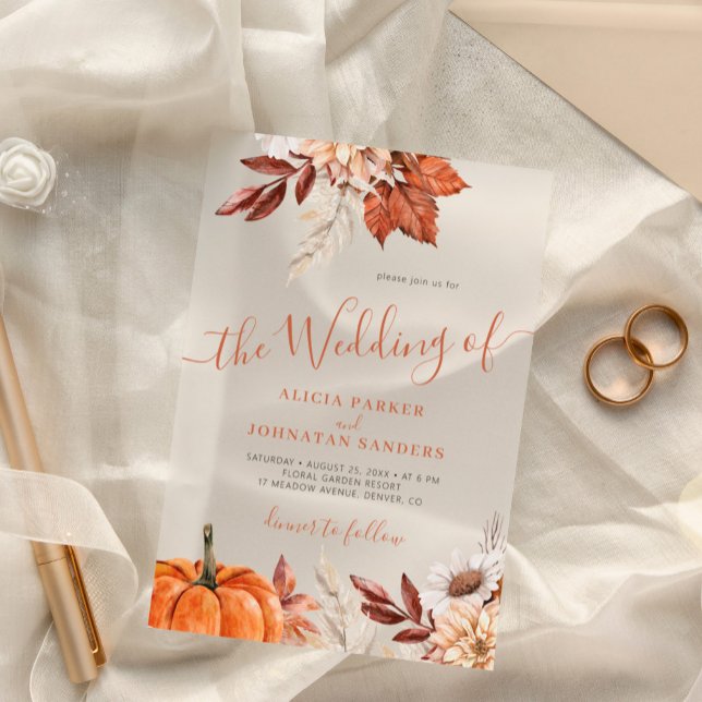 Invitaciones Acrílicas Boda botánico de otoño de boho rústico otoño (Subido por el creador)