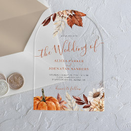 Invitaciones Acrílicas Boda botánico de otoño moderno