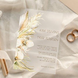 Invitaciones Acrílicas Boda botánico floral de orquídea blanca Boho