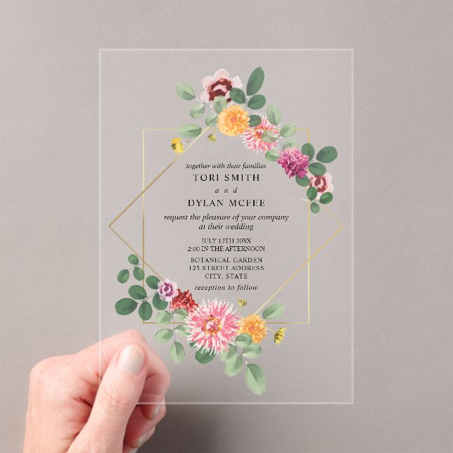 Invitaciones Acrílicas Boda botánico floral geométrico (Insitu (portátil))