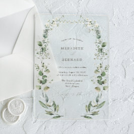 Invitaciones Acrílicas Boda Botánico Sencillo Elegante