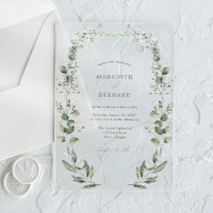 Invitaciones Acrílicas Boda Botánico Sencillo Elegante