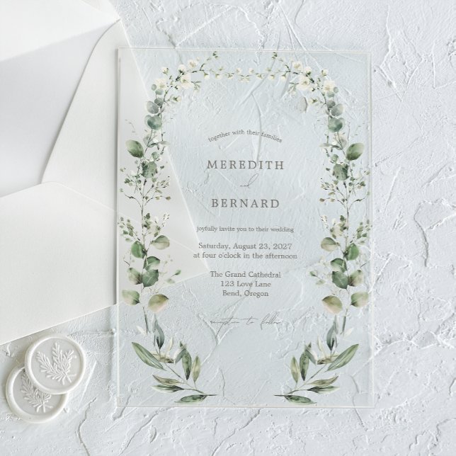 Invitaciones Acrílicas Boda Botánico Sencillo Elegante (Subido por el creador)