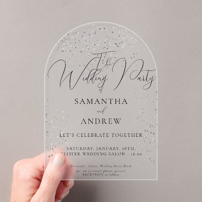 Invitaciones Acrílicas Boda Brillo de Plata (Insitu (portátil))