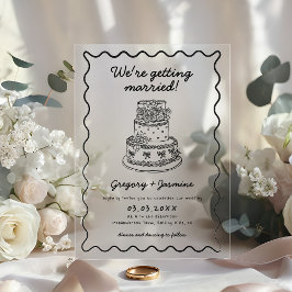 Invitaciones Acrílicas Boda caprichosa a mano con letra manuscrita