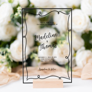 Invitaciones Acrílicas Boda caprichoso de guión corto de mano
