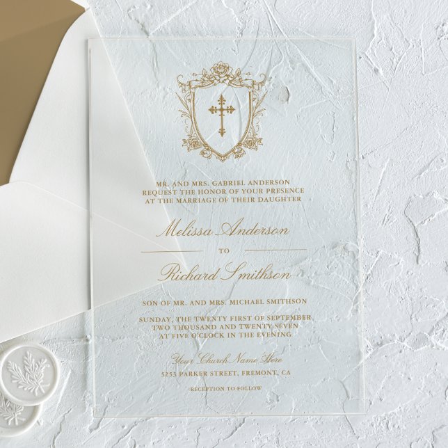 Invitaciones Acrílicas Boda Católica con Dorado Victoriano (Subido por el creador)