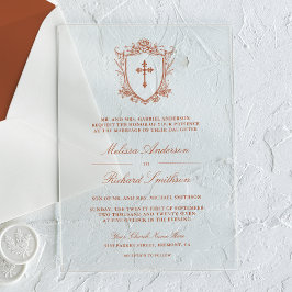 Invitaciones Acrílicas Boda católica de terracota victoriana
