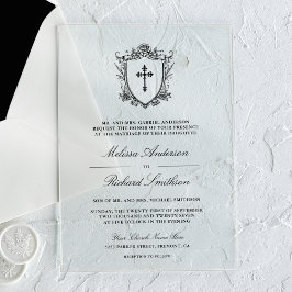 Invitaciones Acrílicas Boda católica negra victoriana