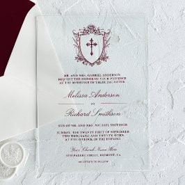 Invitaciones Acrílicas Boda católica victoriana de Borgoña