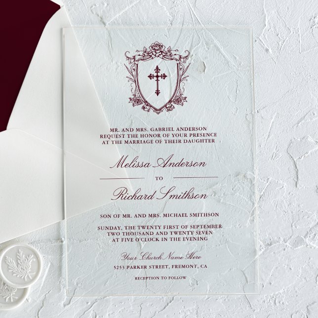 Invitaciones Acrílicas Boda católico de Borgoña (Subido por el creador)
