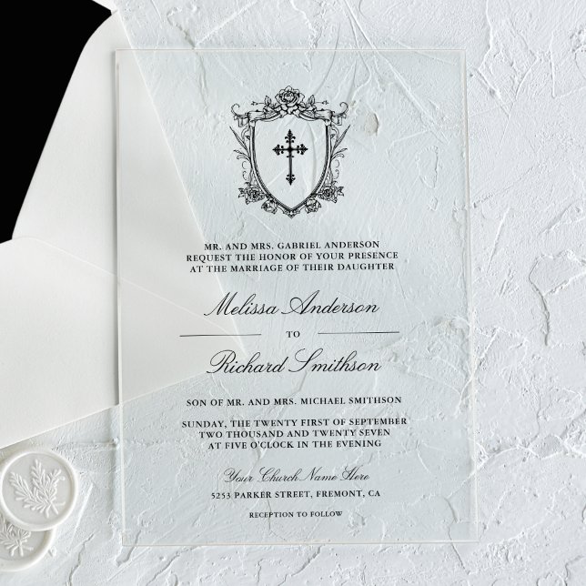 Invitaciones Acrílicas Boda Católico Negro de Victoria (Subido por el creador)