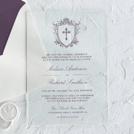 Invitaciones Acrílicas Boda católico púrpura de Dusty Victoriano
