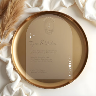 Invitaciones Acrílicas Boda Celestial Mínimo Boho Moon & Stars Arch