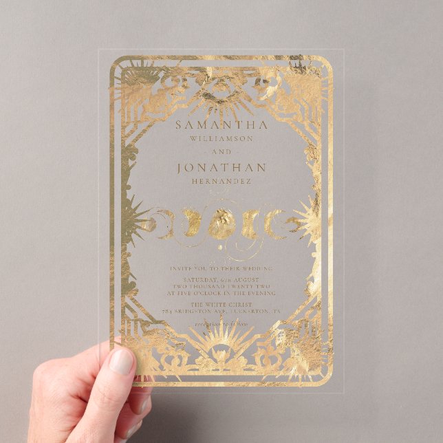 Invitaciones Acrílicas Boda Celestial Tarot de Oro Falso (Insitu (portátil))