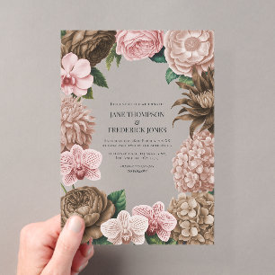 Invitaciones Acrílicas Boda Champagne Blush, Oyster Pink y Latte Beige