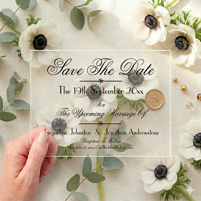Invitaciones Acrílicas Boda Chic Clásico Moderno Guardar la Fecha (Just gorgeous, and so unique. Have you ever gotten an acrylic "Save The Date" card? ever Seen one?)