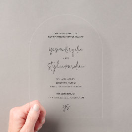 Invitaciones Acrílicas Boda Chic Moderno en Blanco y Negro Save the Date