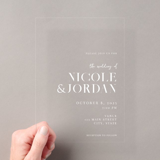Invitaciones Acrílicas Boda Chic Simple Moderna (Insitu (portátil))