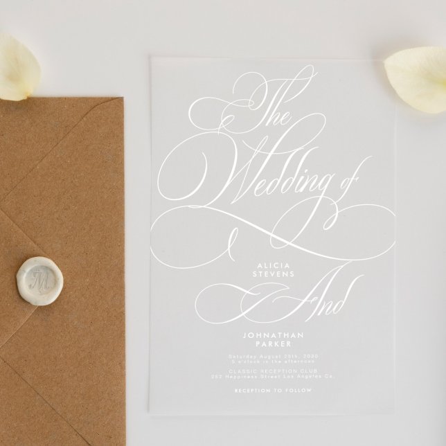 Invitaciones Acrílicas Boda claro de escritura caligráfica clásica modern (Subido por el creador)