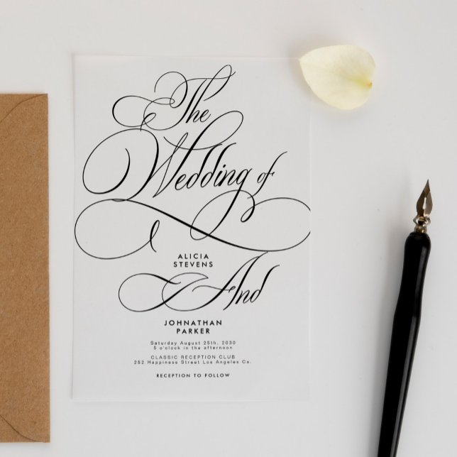Invitaciones Acrílicas Boda claro de escritura caligráfica clásica modern (Subido por el creador)