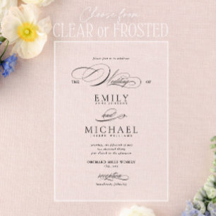 Invitaciones Acrílicas Boda Clásica con Letra Elegante Moderna