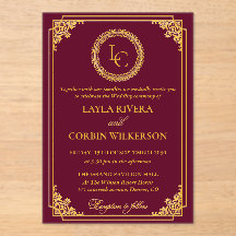 Boda Clásica con Marco de Oro y Monograma Real