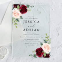 Boda Clásica de Acuarela Floral Burgundy y Rubor