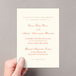 Invitaciones Acrílicas Boda Clásica Moderna de Terracota Elegante