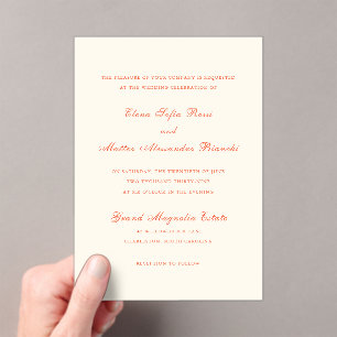 Invitaciones Acrílicas Boda Clásica Moderna de Terracota Elegante