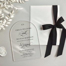 Invitaciones Acrílicas Boda Clásica Monograma Minimalista