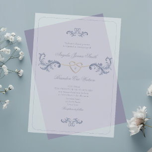 Invitaciones Acrílicas Boda Clásica Polvorienta Azul