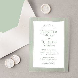 Invitaciones Acrílicas Boda Clásica Verde Salvia