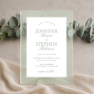 Invitaciones Acrílicas Boda Clásica Verde Salvia