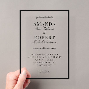 Invitaciones Acrílicas Boda Clásica y Elegante con Estilo de Dinero Antig