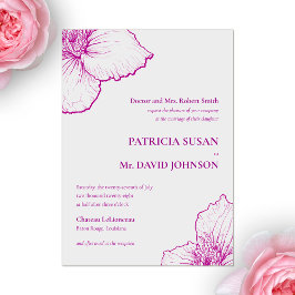 Invitaciones Acrílicas Boda Clásico de Línea Floral Purple Clematis Drawa