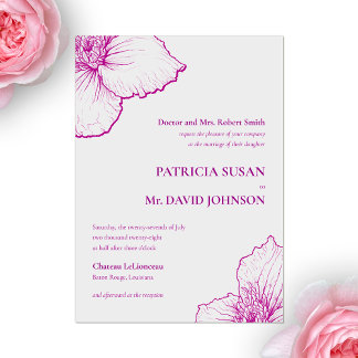 Invitaciones Acrílicas Boda Clásico de Línea Floral Purple Clematis Drawa