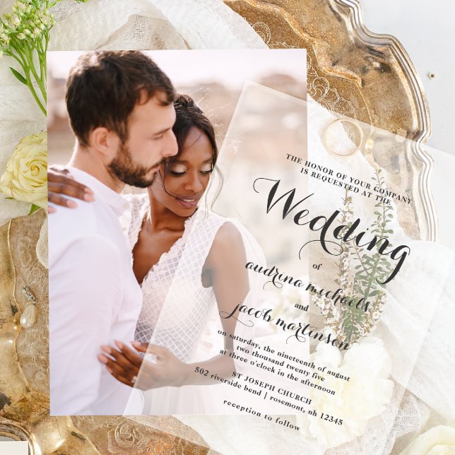 Invitaciones Acrílicas Boda clásico del guión de caligrafía de moda (Subido por el creador)