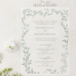 Invitaciones Acrílicas Boda clásico elegante de estilo formal Sage Green 