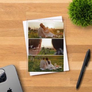 Invitaciones Acrílicas Boda Collage Fotográfico Romántico Atemporal con B