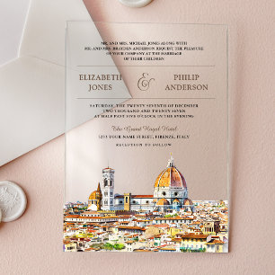 Invitaciones Acrílicas Boda con acuarela en Florencia, Italia