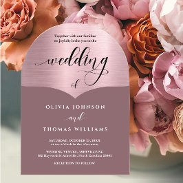 Invitaciones Acrílicas Boda con Arco de Rosa Dorada y Letra Chic
